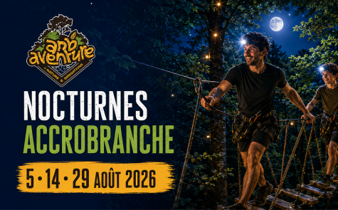 Nocturnes accrobranche Arb’Aventure près de Dieppe les 5, 14 et 29 août 2026